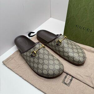 Gucci Beige Monogram Clogs